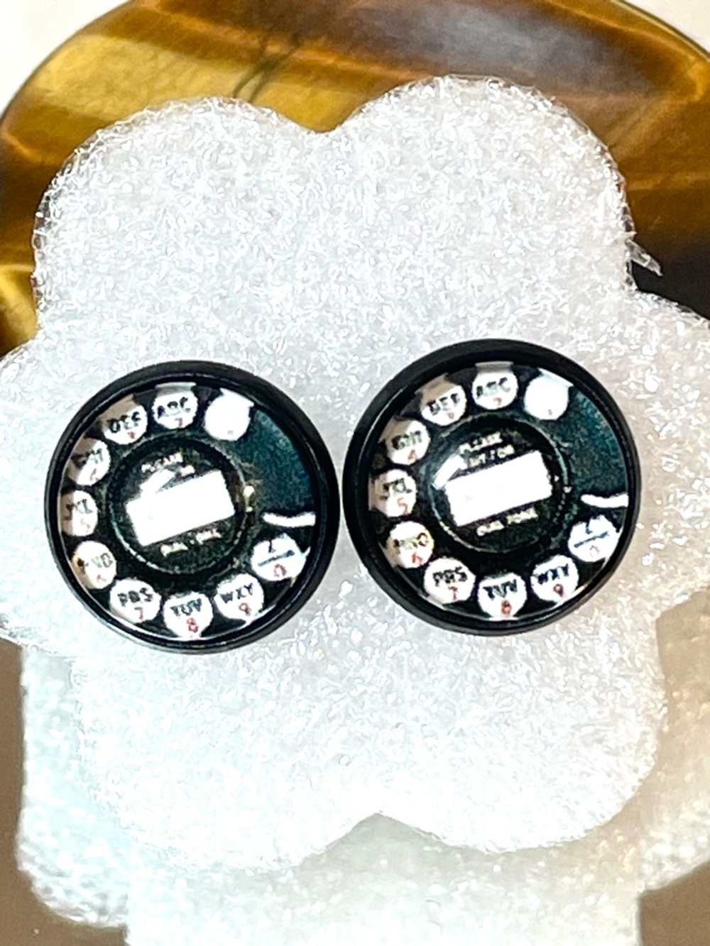 NEW Black Round Rotary Phone Earrings | Retro Dial Design | Funny Gift